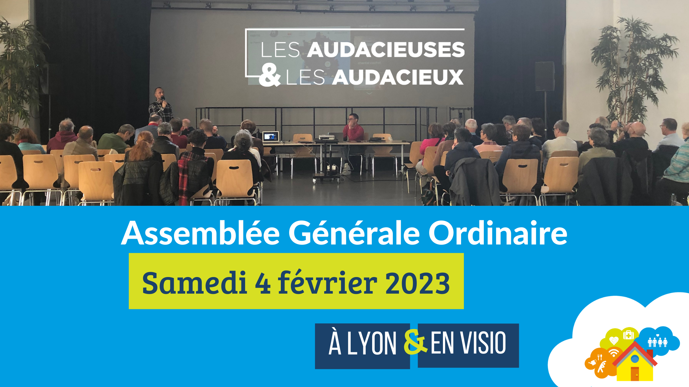 Assemblée Générale Ordinaire de l'association LGBTI+, les Audacieuses et les Audacieux, a eu lieu le samedi 4 février 2023 à Lyon